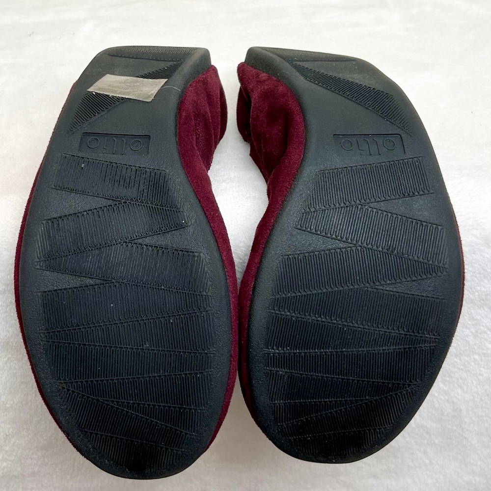 Ollio Burgundy Faux Suede Decorative Flower Slip On Comfort Ballet Flat Size 8 - Picture 6 of 9